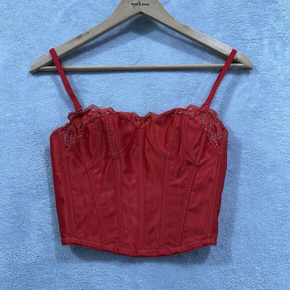 Savage Fenty Satin Corset Top Women 6 Red Lace Sensual Lingerie Valentine - Picture 1 of 6